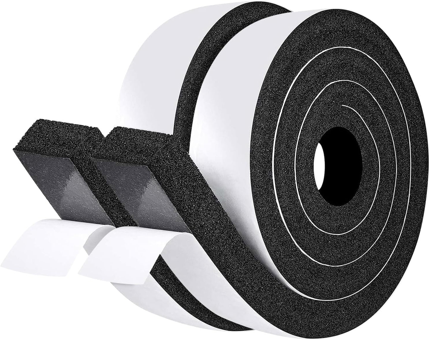 fowong AC Window Seal Foam Tape, 1" x 1" Thick Foam Weather Strip, Black | High Resilience Foam Tape Seals Large Gaps Around Ac Windows and Doors, 6.5ft x 2 Rolls, Strong Adhesive, Install in Minutes
