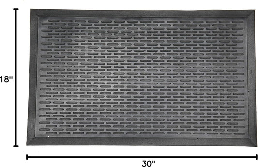 Ottomanson Waterproof Boot Tray Rubber Shoe Mat with Raised Edges, Heavy Duty Non Slip All Weather Entryway Mat for Shoes and Pets, Indoor Outdoor Use, 18" x 28"