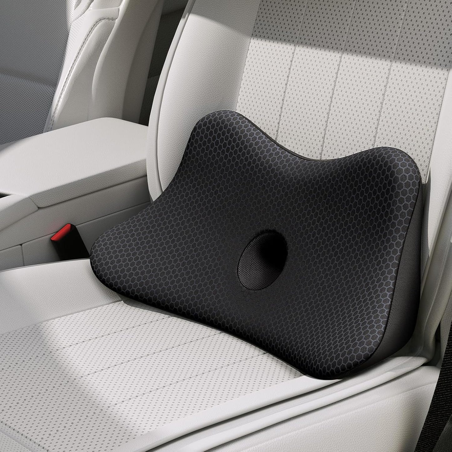 Benazcap Large Memory Foam Seat Cushion Lumbar Support Pillow for Sciatica & Tailbone Pressure Relief Coccyx Pad for Office Chair, Wheelchair, Car, Home, Office