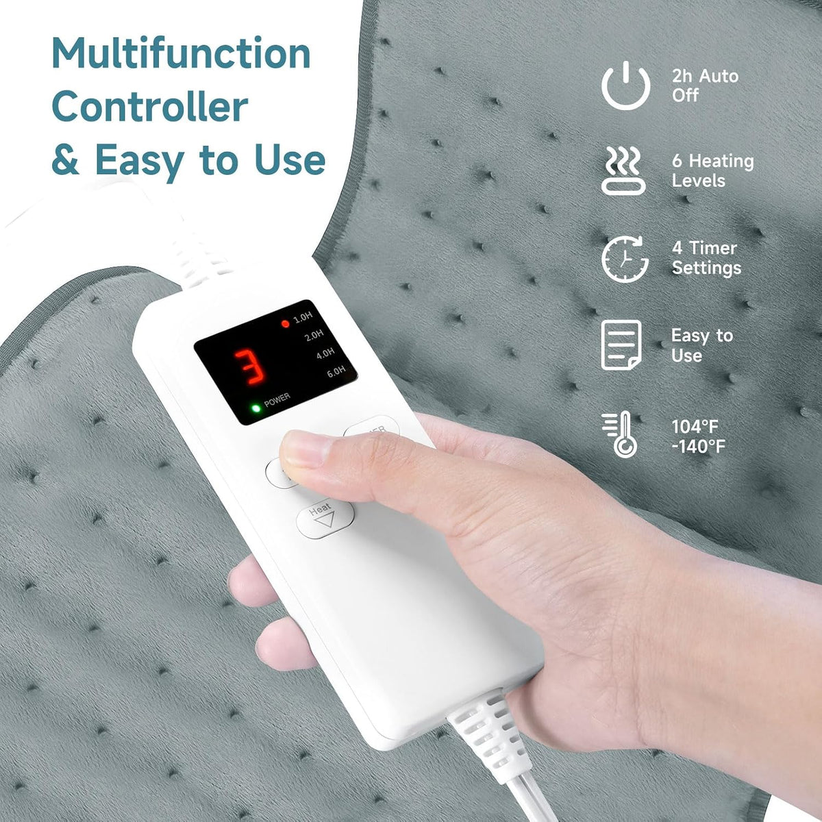 NBKLS Heating Pads for Back Neck Shoulder Pain, Electric Heating Pad Auto Shut Off, Fast Heat, Large Heating Pad Christmas Gift for Women Men, Birthday Gifts for Mom Dad (Blue)