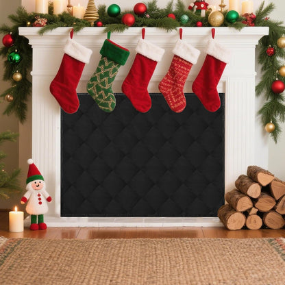 Magnet Fireplace Cover 41" x 29" Fireplace Blocker Blanket with Magnets Indoor Fire Place Draft Stopper Flue Blocker for Living Room Keep Indoor Drafts Out Stops Heat Loss, Black