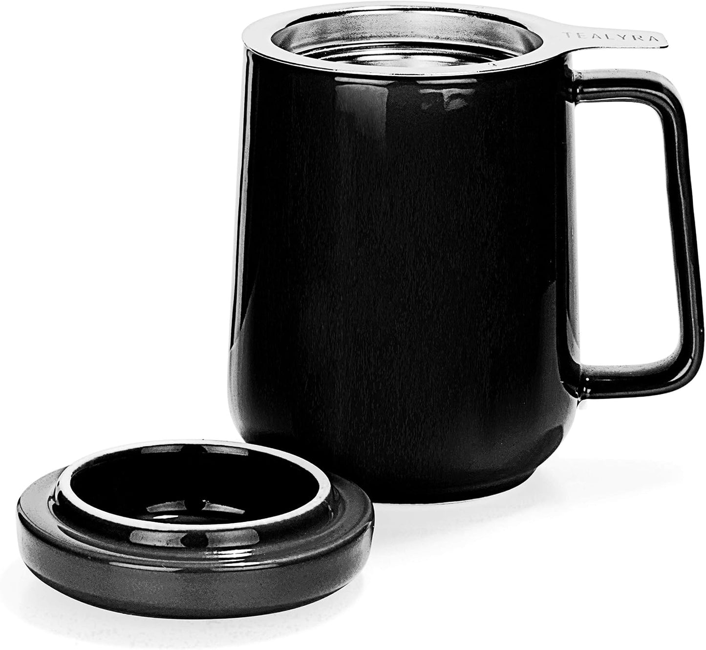 Tealyra - Peak Ceramic Red Tea Cup Infuser - 19-ounce - Large Tea High-Fired Ceramic Mug with Lid and Stainless Steel Infuser - Tea-For-One Perfect Set for Office and Home Uses - 580 milliliter