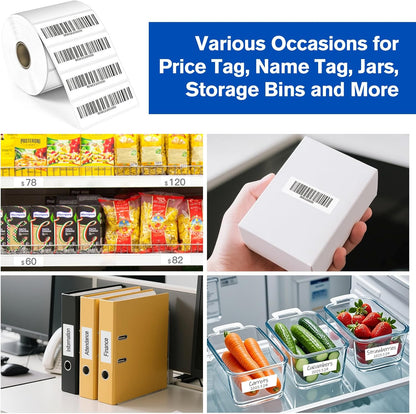 L LIKED 2" x 1" Thermal Labels, Blank Removable Labels with No Residue, Water and Oil Resistant, Use for Both Home and Office (1 Roll, 1300 Labels)