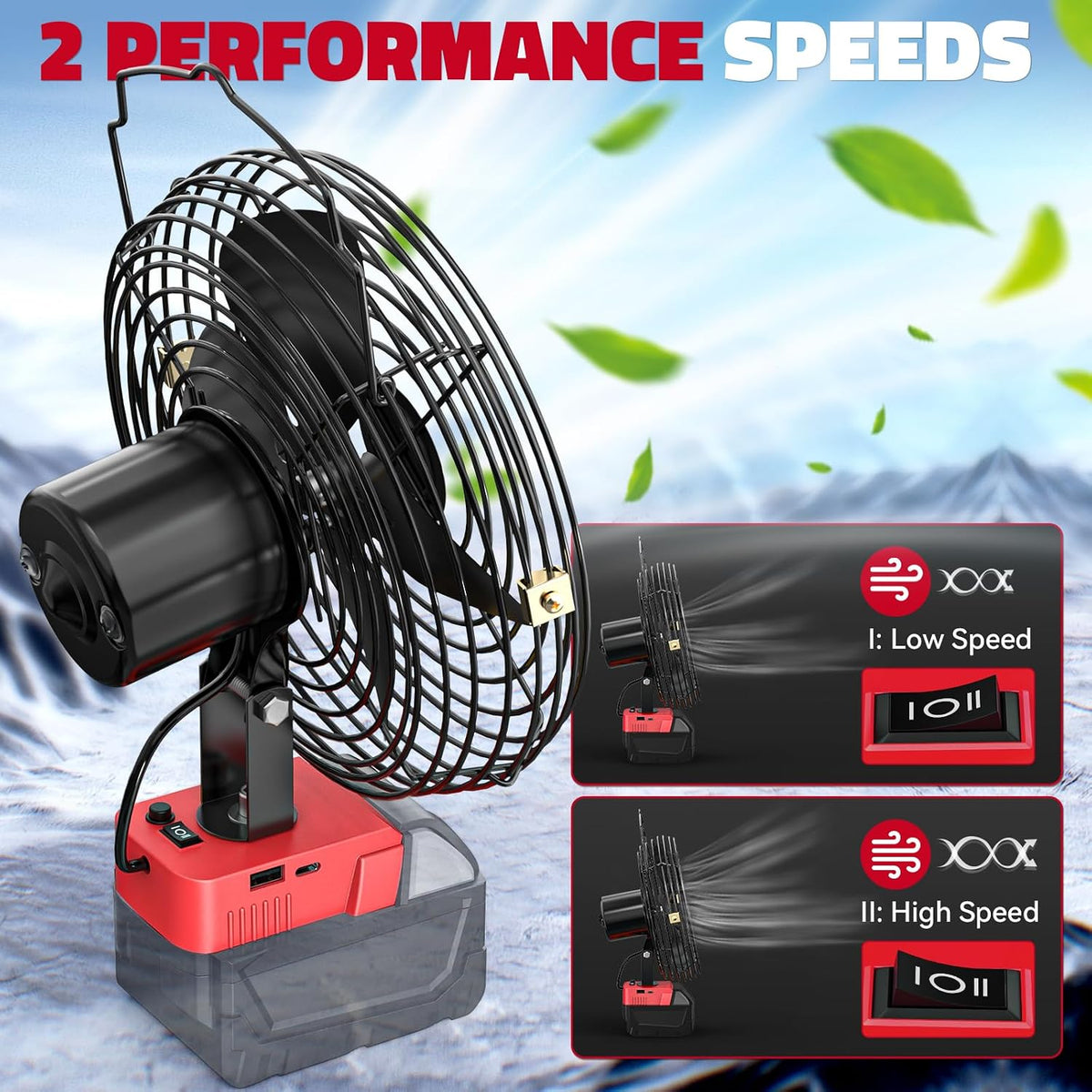 Ecarke 4" Clip Fan Compatible with Milwaukee 18V Battery (Tool Only) 3-Speed Cordless Clip-On Fan with 360° Rotation Low Noise Portable Desk Fan for Camping Jobsite Tent Fishing Outdoor