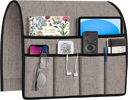 Joywell Remote Caddy Couch Remote Control Holder for Recliner Sofa Armrest Organizer Non Slip Arm Chair Caddie with 6 Pocket Storage for Magazine, Tablet, Phone, iPad, Black