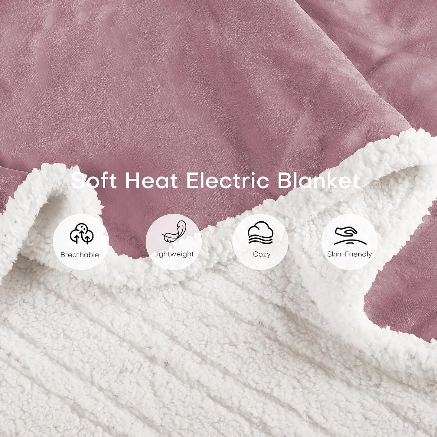 Electric Heated Blanket Full Size 72"x84" – Light Gray | ETL for Safe Overnight, 4 Heat Settings & 10H Auto Off, Dual-Sided Microplush Sherpa for Home Night, Machine washable