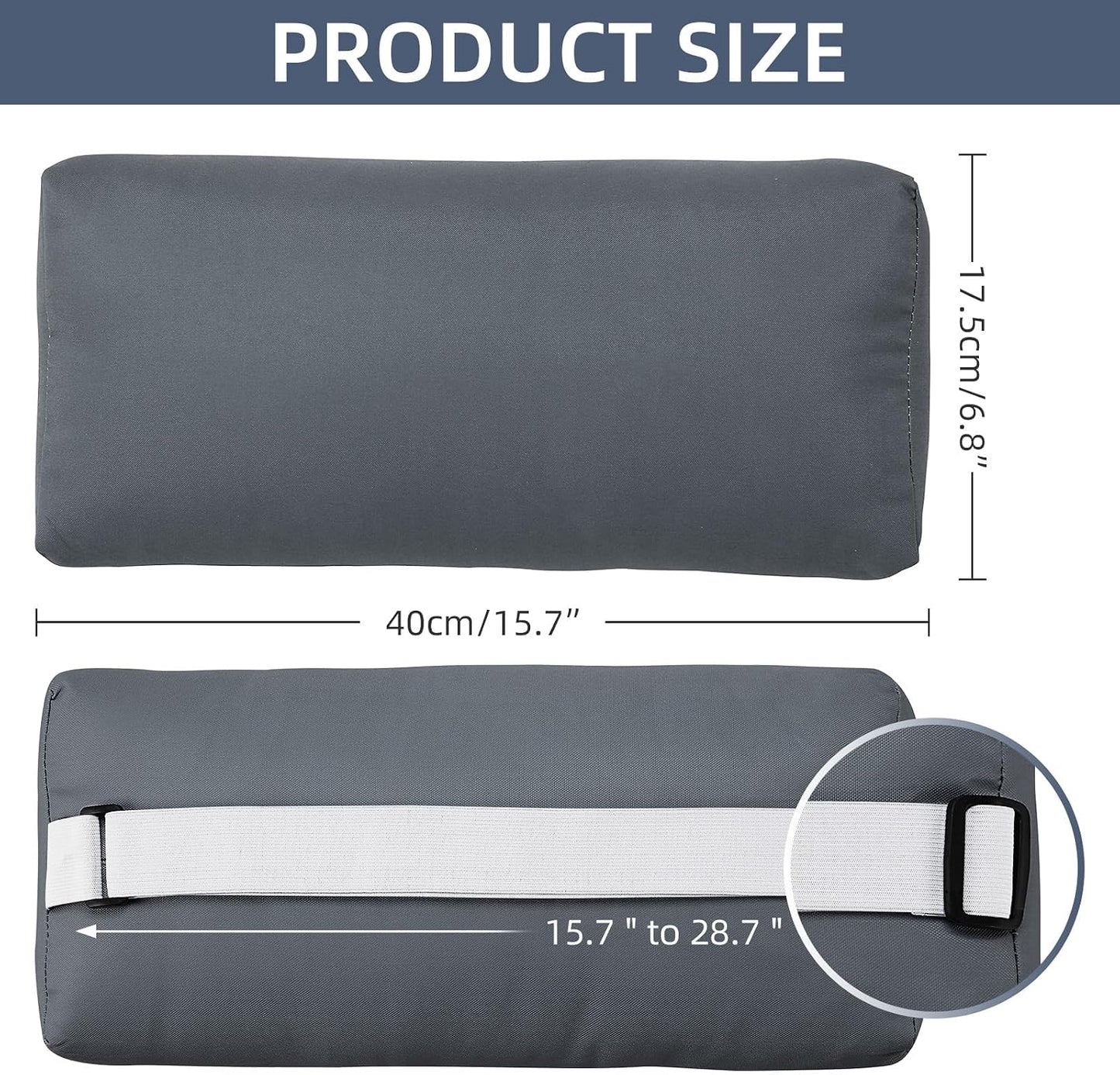 Headrest Pillow for Patio Chaise Lounge Chair, Outdoor Chaise Pillows with Adjustable Elastic Stripe Head Resting Pillows for Recliner Office Chair, Dark Blue 2 Pack