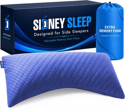Sidney Sleep Adjustable Curved Pillows for Neck and Shoulder Support with Extra Shredded Fill - Cervical Contour Pillow for Side and Back Sleepers - Queen Size 19" x 29" CertiPUR-US Certified (White)