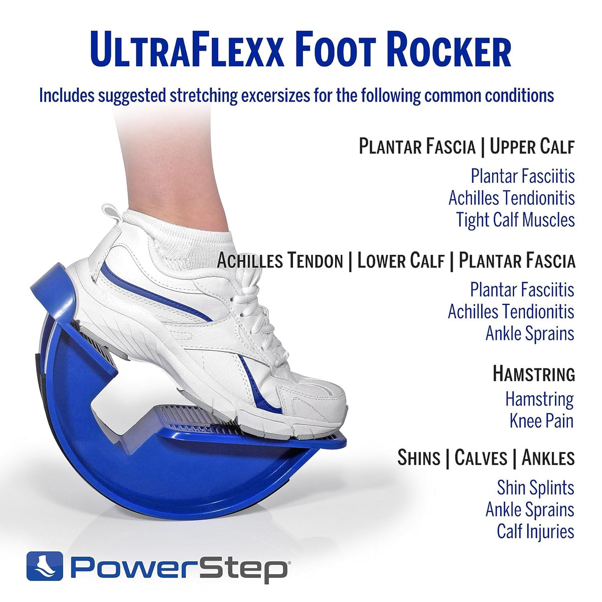 PowerStep UltraFlexx Foot Rocker, Foot and Calf Stretching, Pain Relief for Plantar Fasciitis, Achilles Tendonitis, Shin Splints, Increased Flexibility & Strength