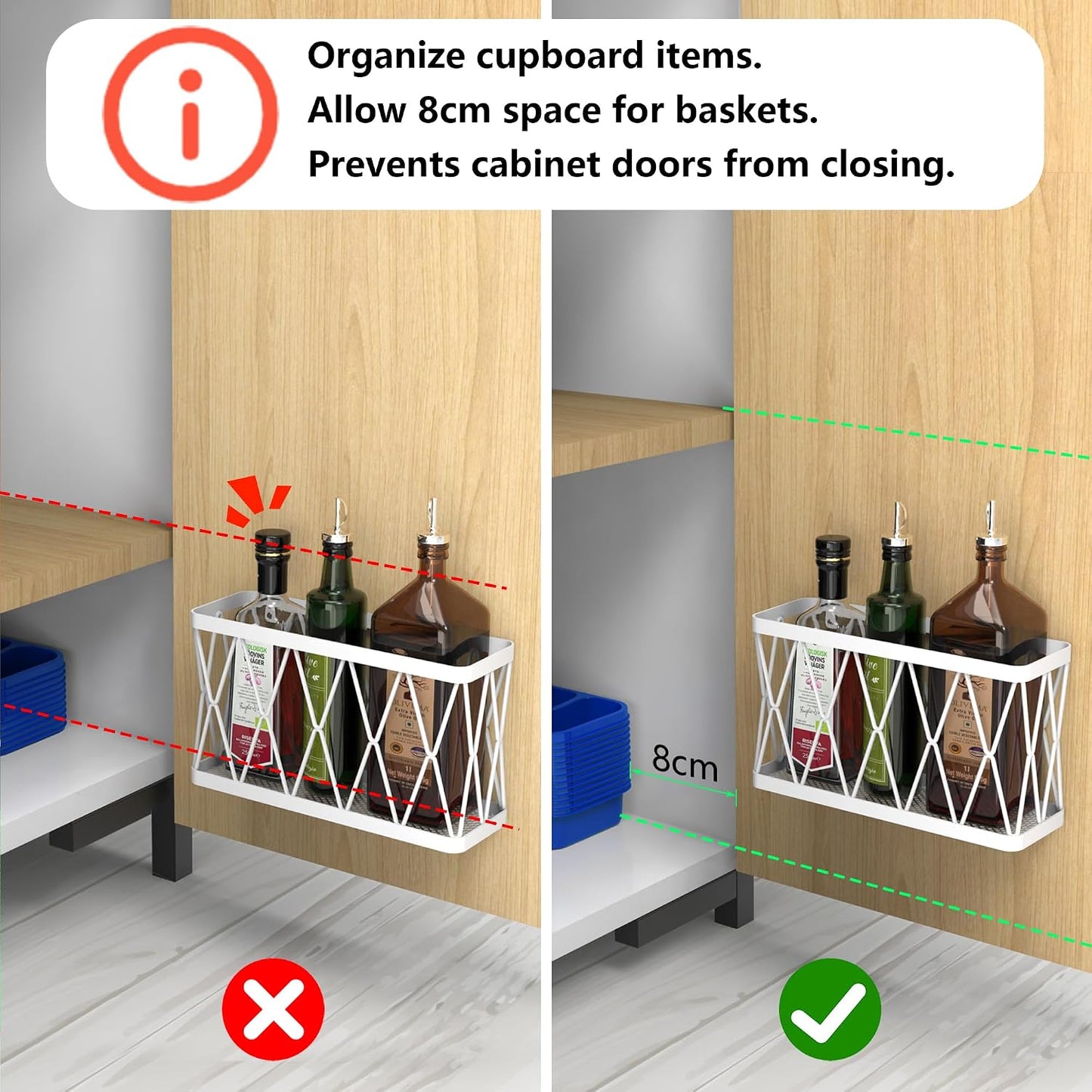 YIGII 3 Pack Adhesive Cabinet Organizer - Pantry Door Organizer Bin Holder for Tupperware Lid Kitchen, Black Stainless Steel