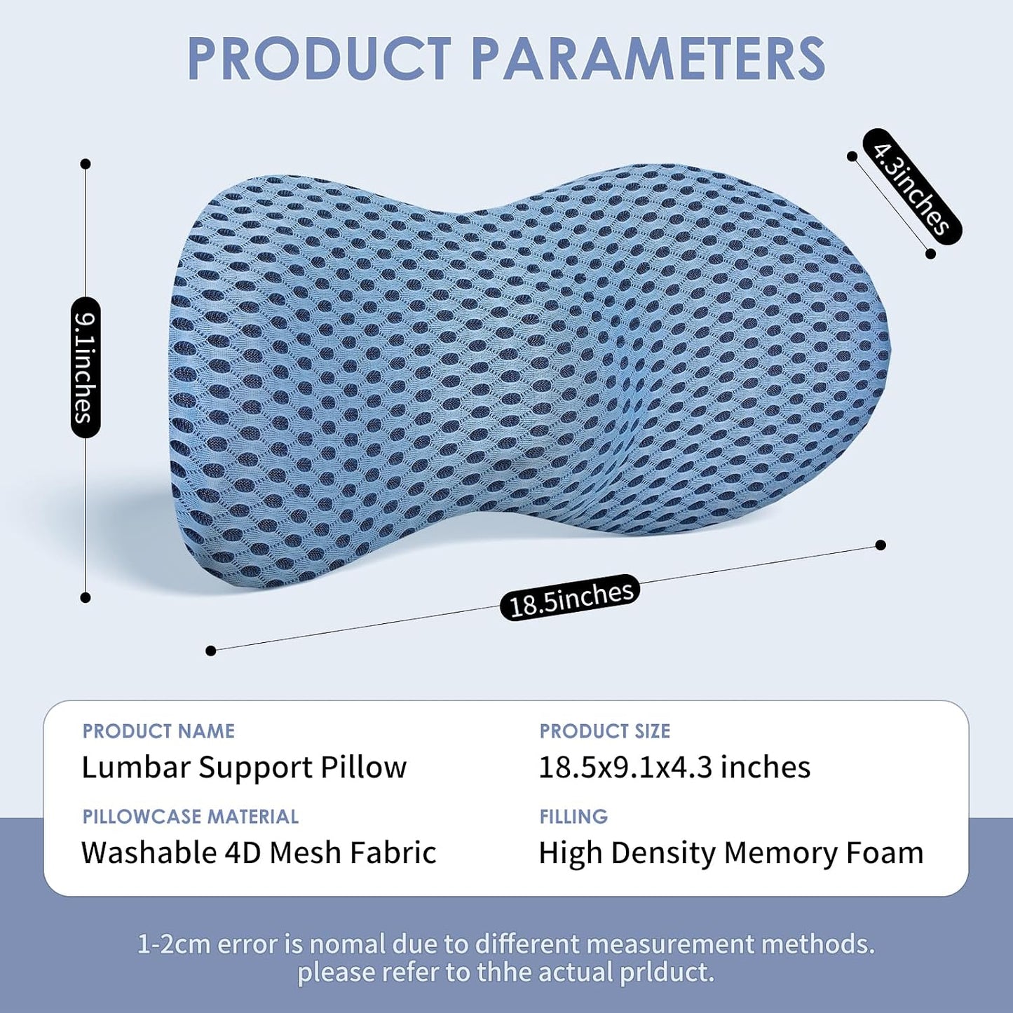 kasney Lumbar Support Pillow for Office Chair, Back Support Pillow, Gray | Memory Foam Lumbar Pillow for Low Back Pain Relief, Ergonomic Streamline Car Seat, Office Chair, Recliner and Bed