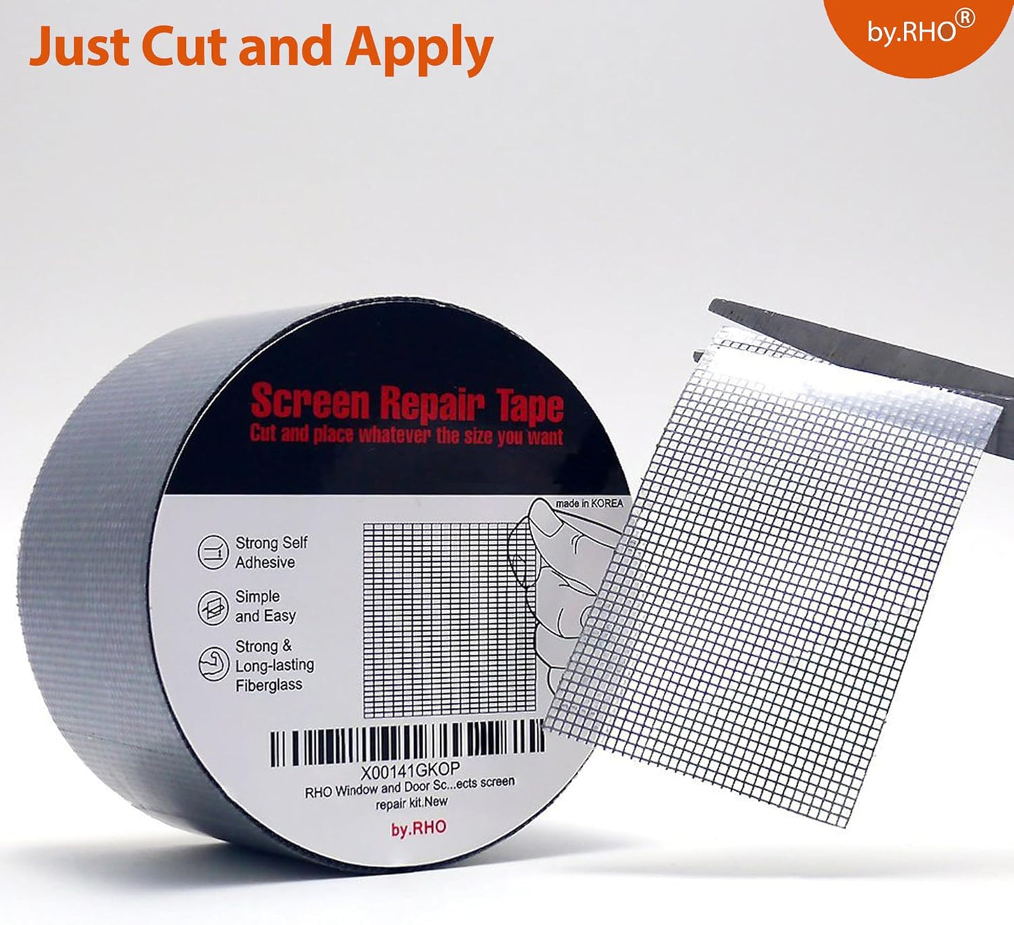 by.RHO Screen Repair Tape – Strong Self-Adhesive Window & Screen Door Repair Kit, Fiberglass Screen Patch 2"×33ft, Easy Cut and Apply, Indoor-Safe Adhesive, All-Weather (Black)