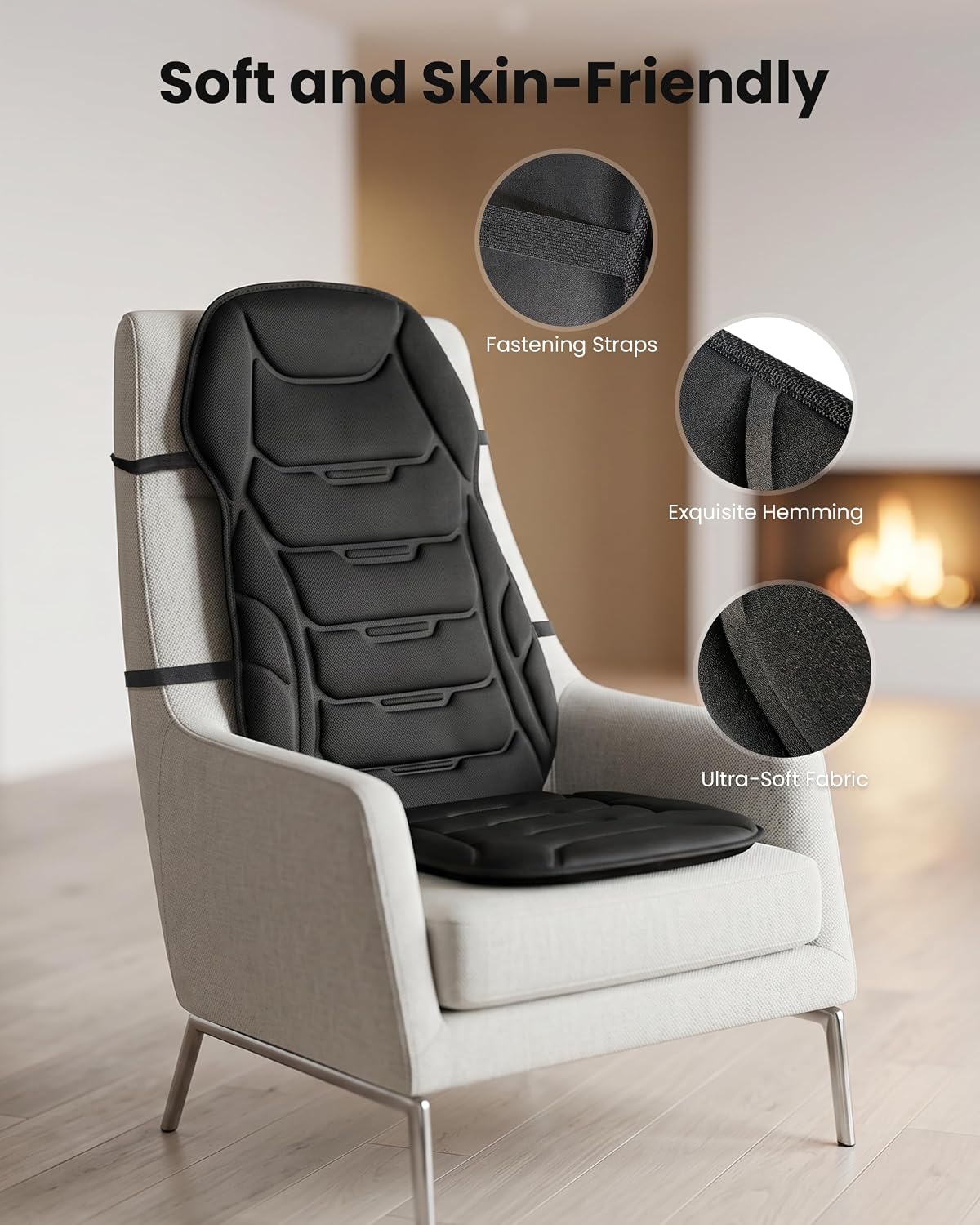 COMFIER Back Massager with Heat, Vibration Massage Seat Cushion with 8 Massage Nodes & 5 Modes, Adjustable Chair Massager Pad for Home Office, Heated Chair Pad, Gifts for Women Men Mom Dad