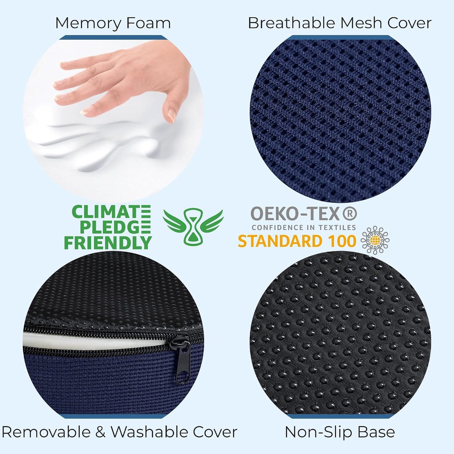 5 STARS UNITED Donut Pillow for Tailbone Pain & Hemorrhoids – Large Memory Foam Seat Cushion for Bed Sore-Prone Areas & Pressure Relief – Prostate, Postpartum & Pregnancy Support, Black Mesh Cover