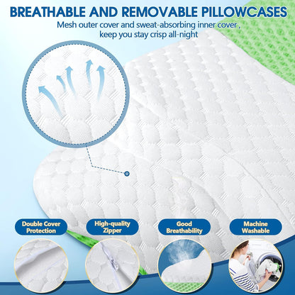 CHxxy Memory Foam Pillows, Cervical Pillow for Neck & Shoulder Pain Relief | Ergonomic Contour Bed Pillow, Soft for Side Sleep Stomach Sleeping and Back Sleeper-Queen Size&Grey