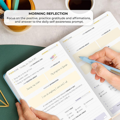 Clever Fox 4 Minute Journal, Guided Daily Habit Tracker Aquamarine