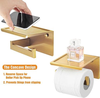 HITSLAM Toilet Paper Holder Matte Black, Adhesive Wall Mount, No Rotation | Heavy Duty Metal | anti rotation slot | vertical or horizontal setup |rustproof matte black finish|Bathroom Tissue Dispenser