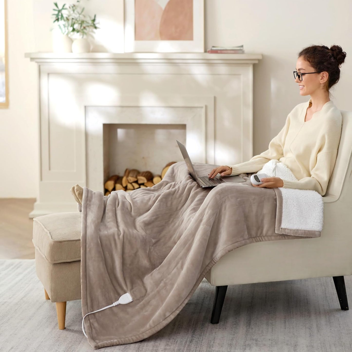 Bedsure Heated Blanket Throw Blanket with Preheat Function - Fast Heating Electric Blanket, Soft Flannel Throw with 6 Time Settings(Up to 10H), 6 Heating Settings, Gifts for Grandma (50"x60", Grey)