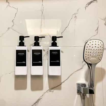 Shampoo Dispenser for Shower Wall, Shampoo and Conditioner Dispenser with 16 Waterproof Labels, No Drill Shower Soap Dispenser Bathroom, Shower Soap Dispenser Wall Mounted 3 Chamber, 17oz,Black | Shampoo Dispenser for Shower Wall, Shower Soap Dispenser