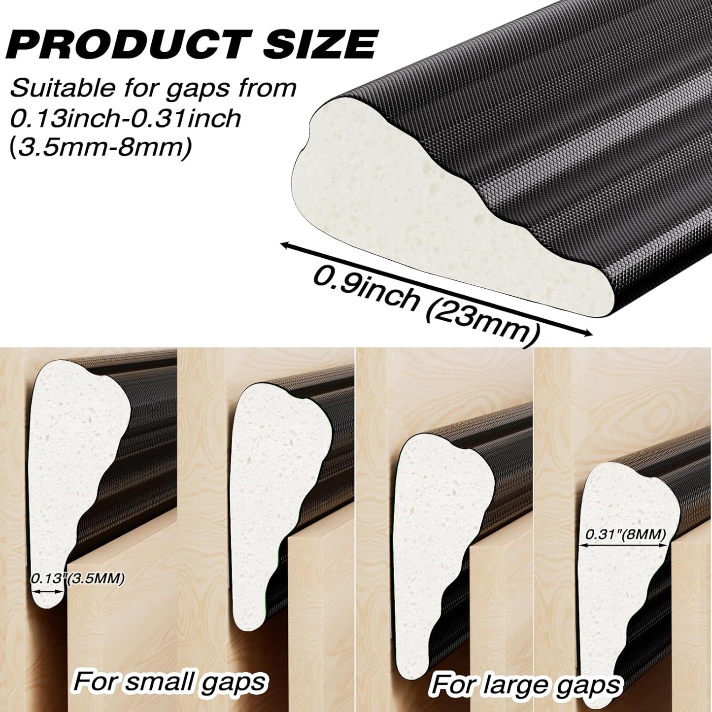 196" White Wedge Weather Stripping Door Seal, Foam Door Gap Seal | Noise & Draft Blocking, Windows & Doors Winter Insulation, Door Frame Soundproofing, Self Adhesive Weatherstrip Tape