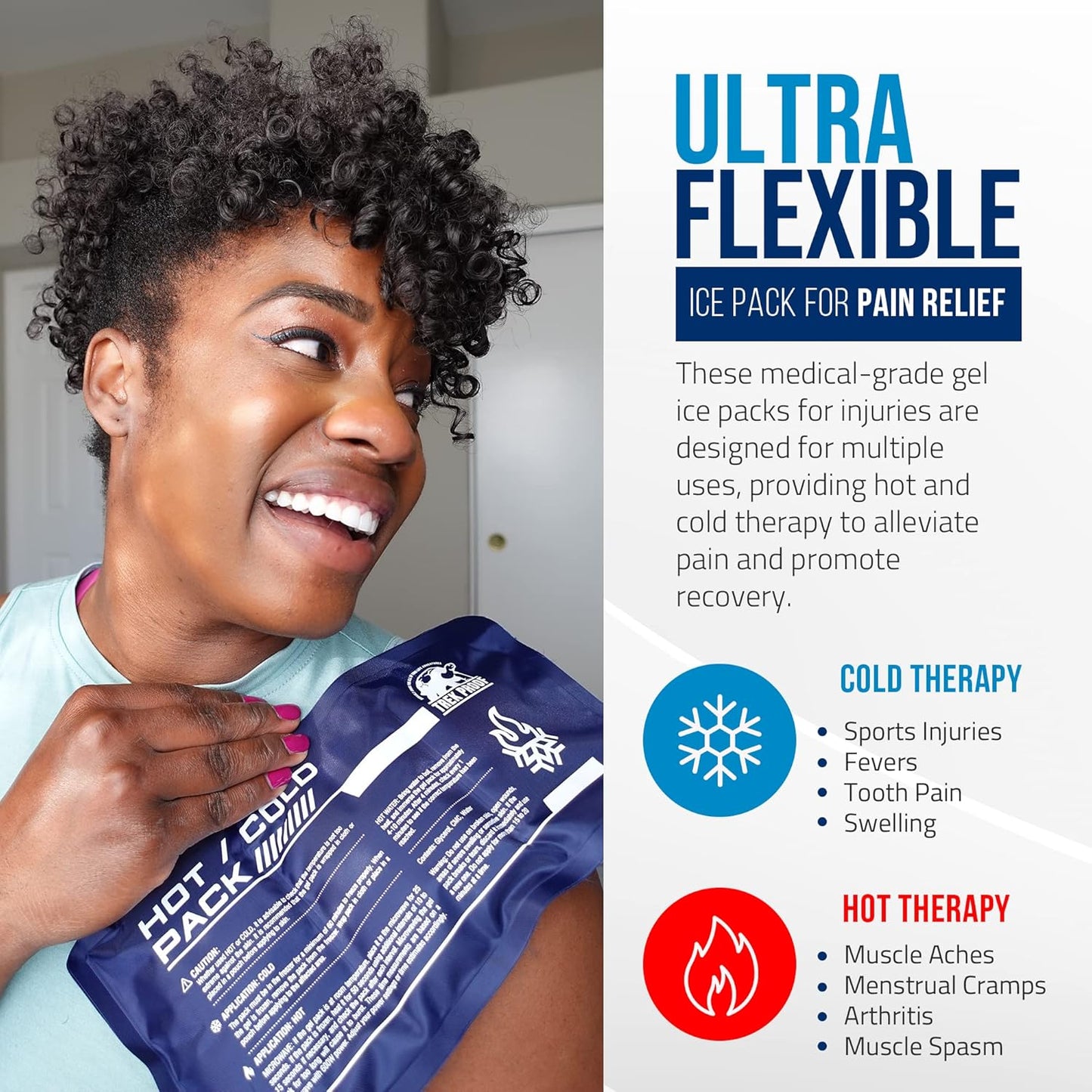 Flexible Ice Pack for Pain Relief - Reusable Gel Pack for Knee, Shoulder, Ankle, Back, and More - Bendable for Customized Comfort