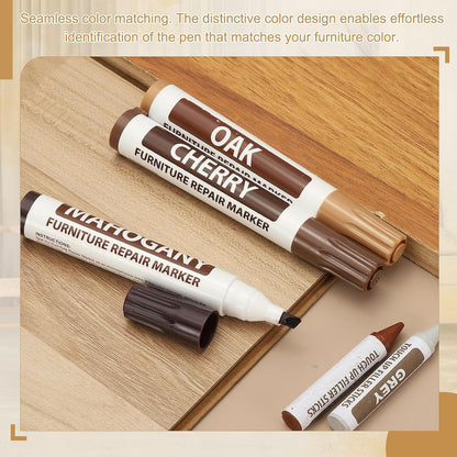 PATIKIL 4Pcs Furniture Markers Touch Up, Furniture Repair Kit Wood Markers for Scratches Wood Floor Holes Tables, Grey