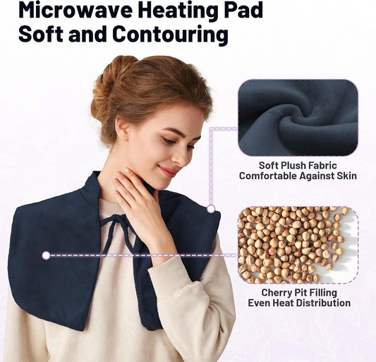 Microwavable Neck Heating Pad for Shoulders, Back and Chest | Warm & Cooling Plush Shoulder Weighted Heating Pad, Adjustable Comfort Fit For Women And Men For Home & Office