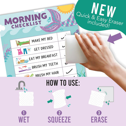 Magnetic Morning & Bedtime Routine Chart for Kids - Customizable Toddler Daily Schedule Board with Dry Erase Surface, Stickers & Marker, Build Habits with Visual Checklists, Boho Theme