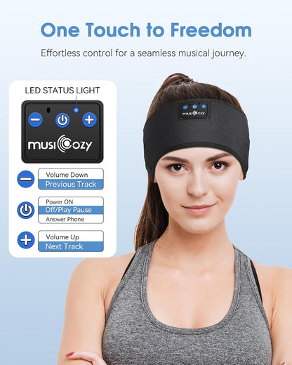 MUSICOZY Sleep Headphones Bluetooth Headband Headphones for Side Sleepers