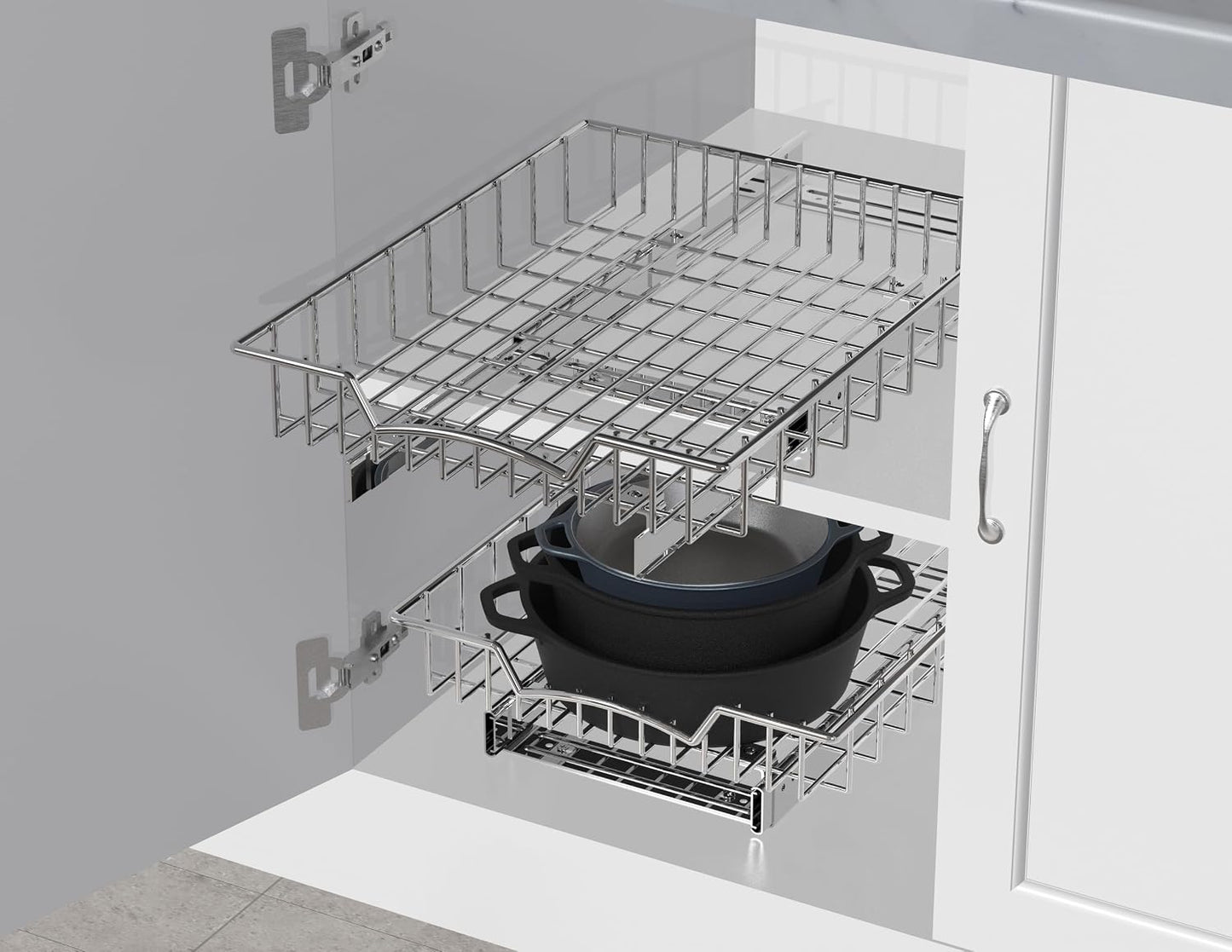 Simple Houseware Under Cabinet Pull Out Sliding Shelf, 21" Dx11 W, Chrome