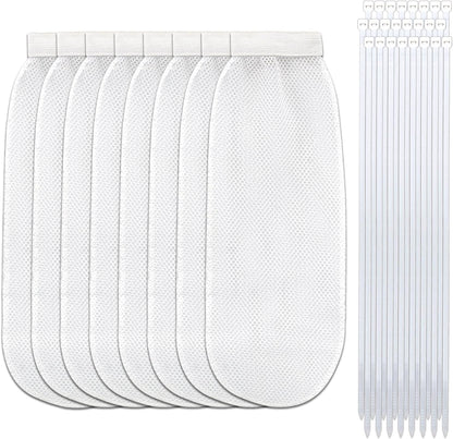 32-Piece Lint Trap and Cable Ties Set for Washing Machine, Includes 8 Nylon Mesh Lint Traps and 24 Cable Ties, Easy and Effective Lint Filtration (White)