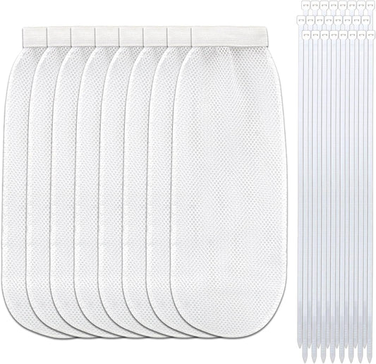 32-Piece Lint Trap and Cable Ties Set for Washing Machine, Includes 8 Nylon Mesh Lint Traps and 24 Cable Ties, Easy and Effective Lint Filtration (White)