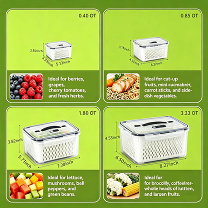 4 PCS Fruit Storage Containers for Fridge,Leakproof Produce Containers | Saver For Fridge with Removable Colander &Vent Lids,Microwave/Dishwasher Safe,Keeps Berries,Lettuce & Salad Fresh