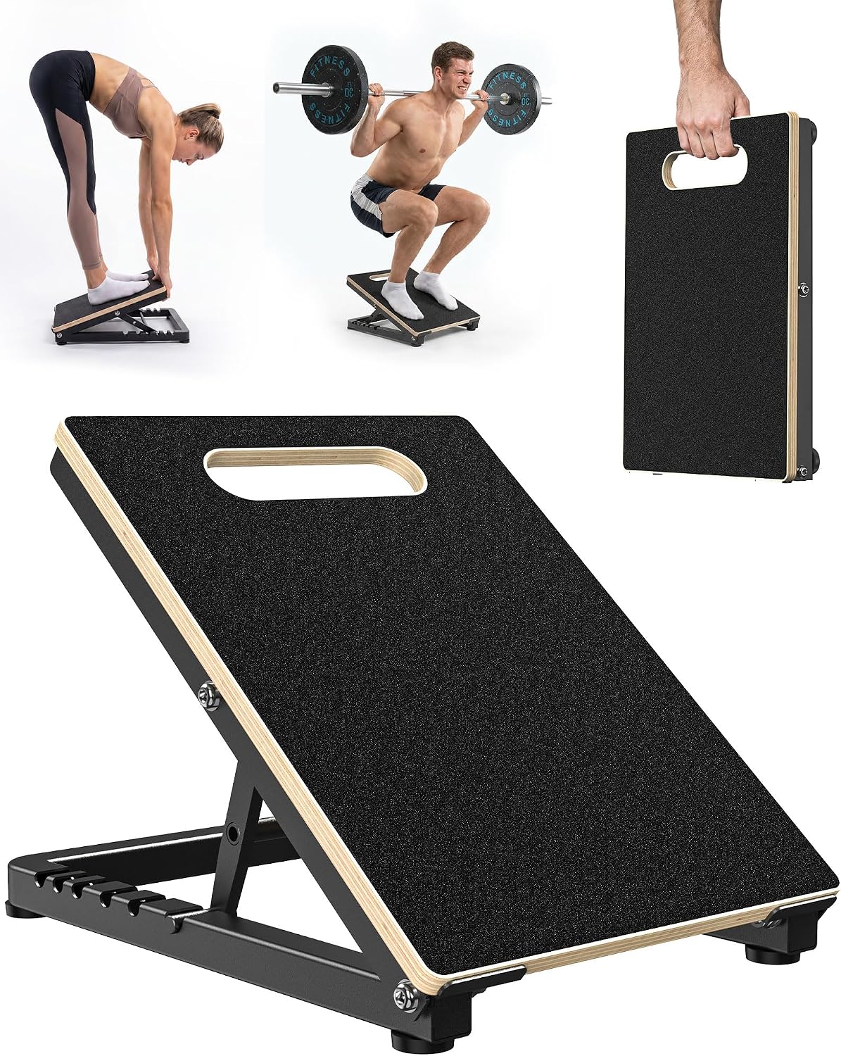Wooden Slant Board, 660 lb Steel Frame, Five-Angle Calf Stretcher | 15 To 40 Degree Inclines, Multilayer Deck, Non-Slip Surface, Squats, Heel Raises, Ankle Mobility, Home Gym, No Assembly