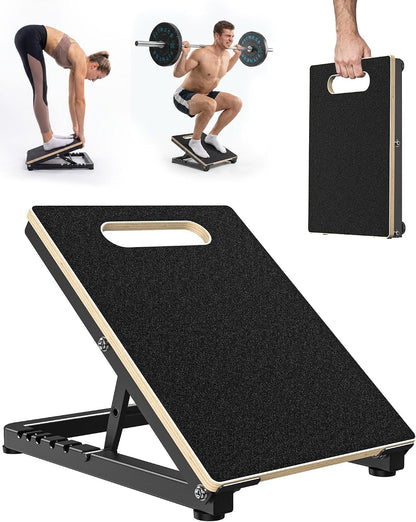 Wooden Slant Board, 660 lb Steel Frame, Five-Angle Calf Stretcher | 15 To 40 Degree Inclines, Multilayer Deck, Non-Slip Surface, Squats, Heel Raises, Ankle Mobility, Home Gym, No Assembly