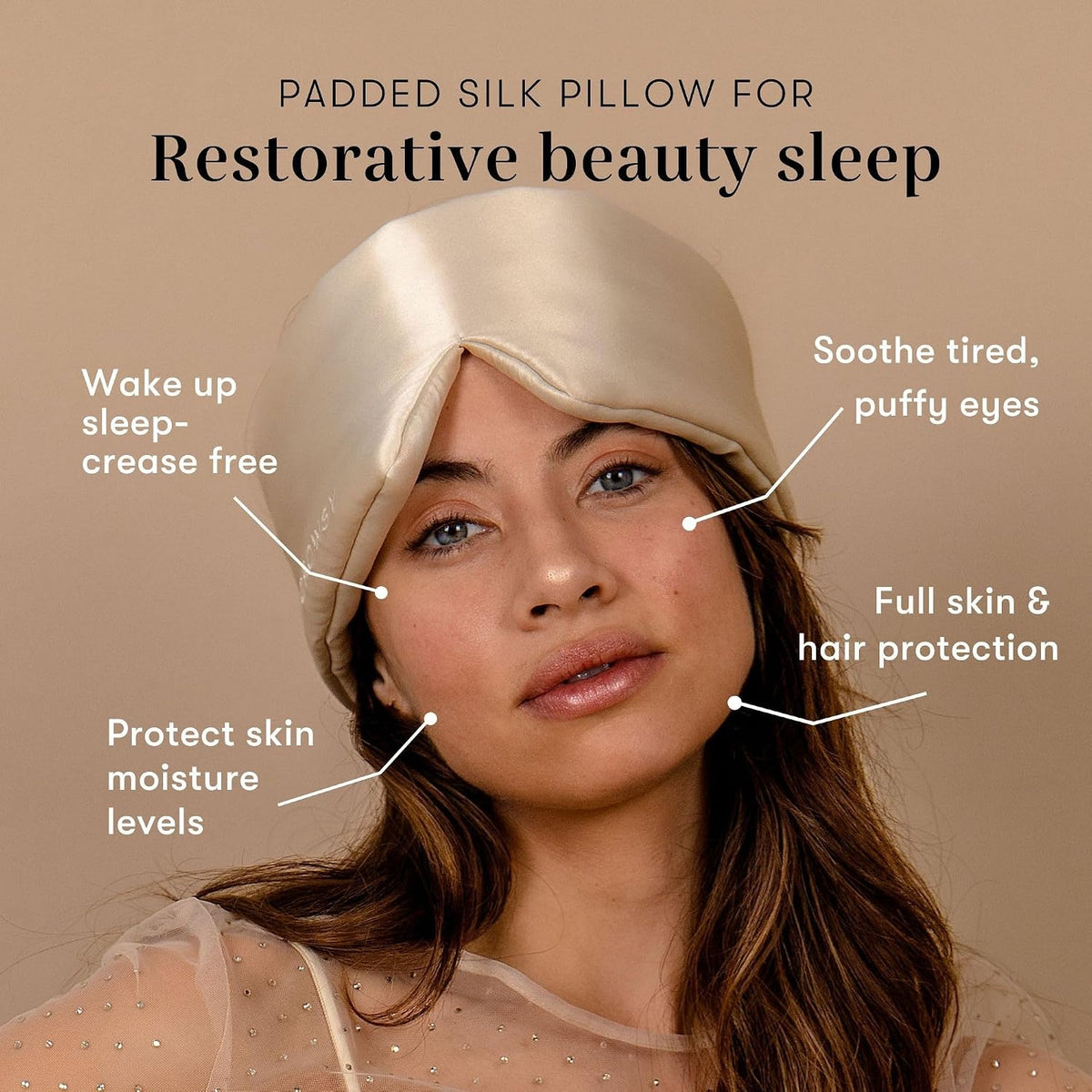 DROWSY Silk Sleep Mask - Face-Hugging, Padded Cocoon for Luxury Sleep in Total Darkness - 100% Pure Mulberry Silk, Skin-Hydrating & Adjustable (Midnight Blue)