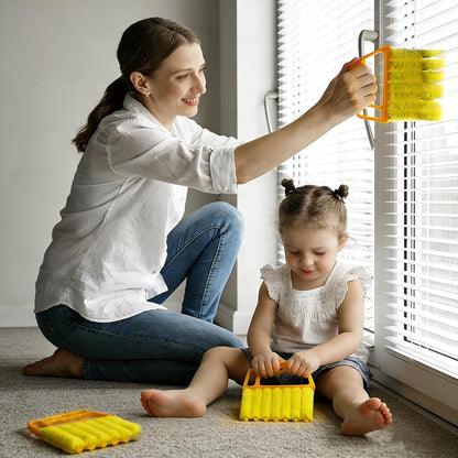 Blind Cleaner Duster Tool - 3 Pcs 7 Fingers Anti-Shedding Window Blind Cleaner Tool, with High-Density Microfiber Fleece and Ergonomic Handle, Detachable and Washable