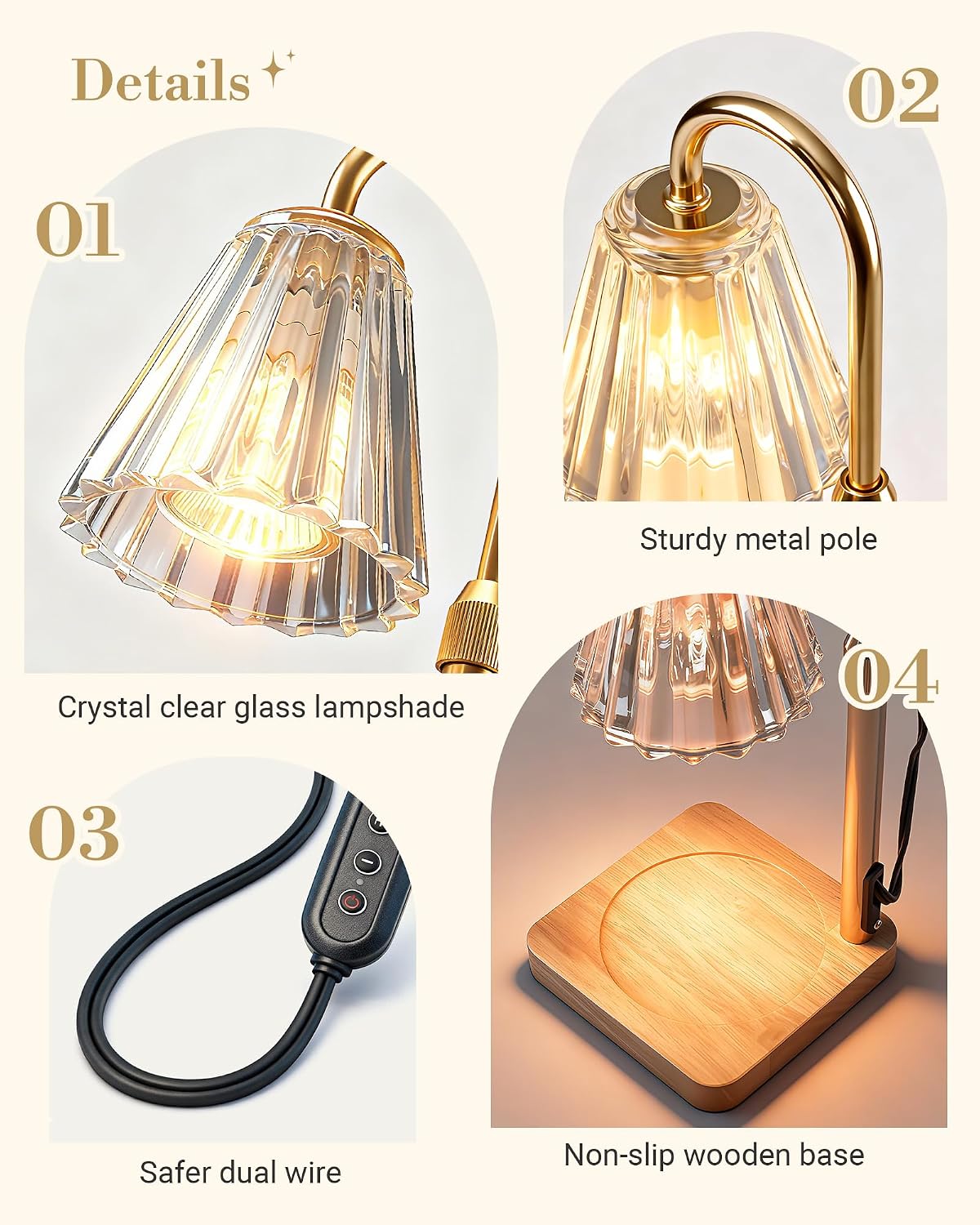 Marycele Candle Warmer Lamp with Timer, Vintage Home Decor, Gifts for Women