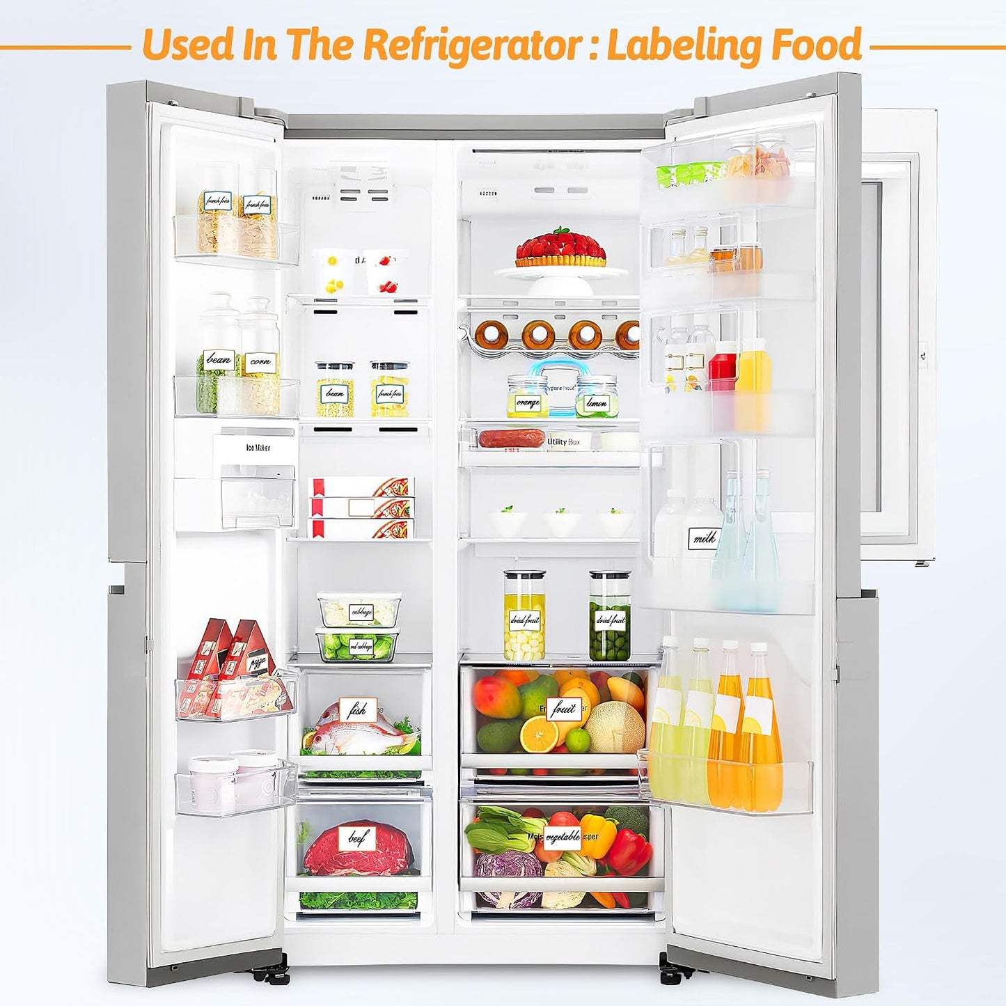 300 Pcs 2×3 Inch Blank Removable Freezer Labels, Waterproof, Oil & Tear Resistant, No Residue Writable Stickers for Food Containers, Jars, Pantry and Meal Prep (Bright)