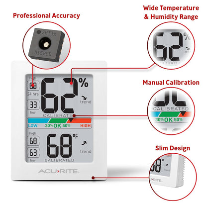 AcuRite Humidity Meter Hygrometer and Indoor Thermometer, Hygrometer
