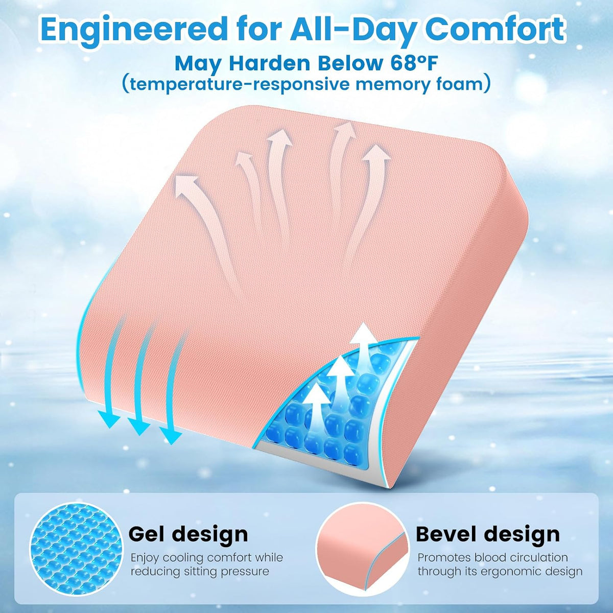 Wheelchair Seat Cushion Cooling Gel Memory Foam Chair Cushion