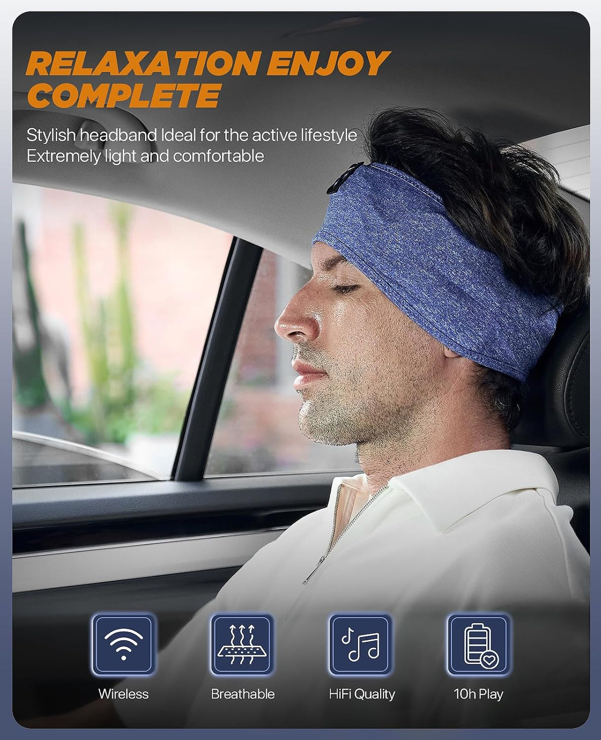 Perytong Sleep Headphones Bluetooth 5.4 Headband, Wireless Sleep Headphones for Side Sleepers - Sleeping Headband with Ultra-Thin Speaker Microphone Handsfree Gift Ideas for Women Men