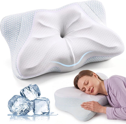 Sweetcrispy Cervical Pillow for Neck Pain Relief, Cooling Memory Foam