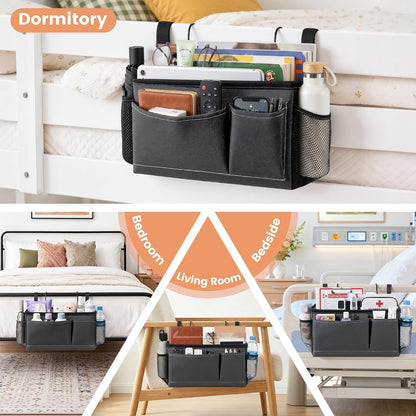 Fab totes Bedside Caddy for Dorm Bed, Bedside Storage Bag Hanging Organizer