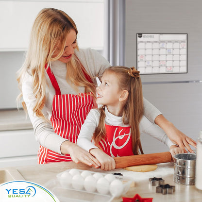 Magnetic Dry Erase Calendar 16x12 for Fridge with 3 Markers & Eraser | Strong magnetic dry erase calendar keeps schedules, meals and family plans organised on your fridge.