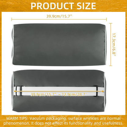 2 Pack Outdoor Chaise Lounge Head Pillow, Patio Pool Chair Pillows Water Resistant Headrest Pillow Lumbar Pillows with Insert and Adjustable Elastic Strap for Recliner Beach Chair, Dark Gray