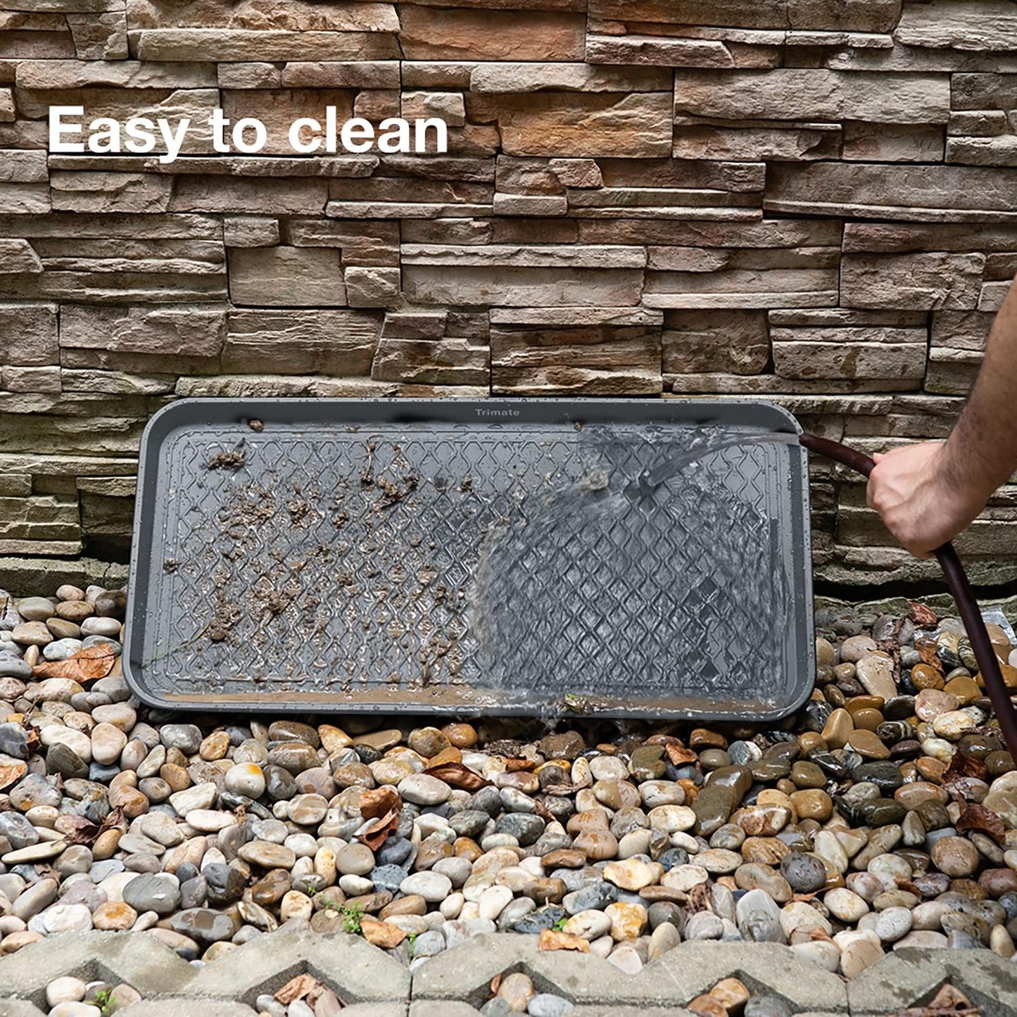 All Weather Boot Tray Extra Large 40"x20" - Brown Plastic Shoe Mat | Multi-purpose mudroom entryway tray with 1.25" raised edges - fits shoes, pet bowls & plants - 100% recycled polypropylene