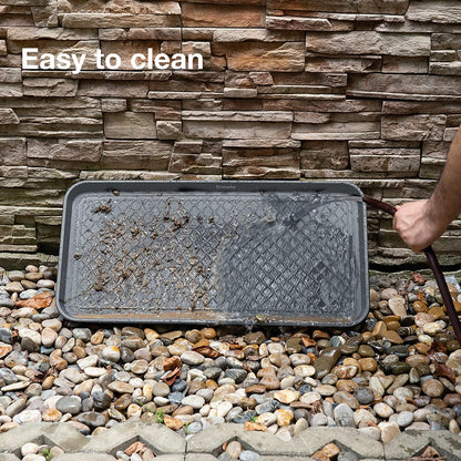 All Weather Boot Tray Extra Large 40"x20" - Brown Plastic Shoe Mat | Multi-purpose mudroom entryway tray with 1.25" raised edges - fits shoes, pet bowls & plants - 100% recycled polypropylene