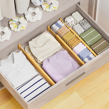 Bamboo Drawer Dividers Organizers, 2.56" High, 17"-21.8" Adjustable, 4 Pack | Expandable Separators, Great for Utensils, Kitchen, Bedroom, Dresser and Office Storage