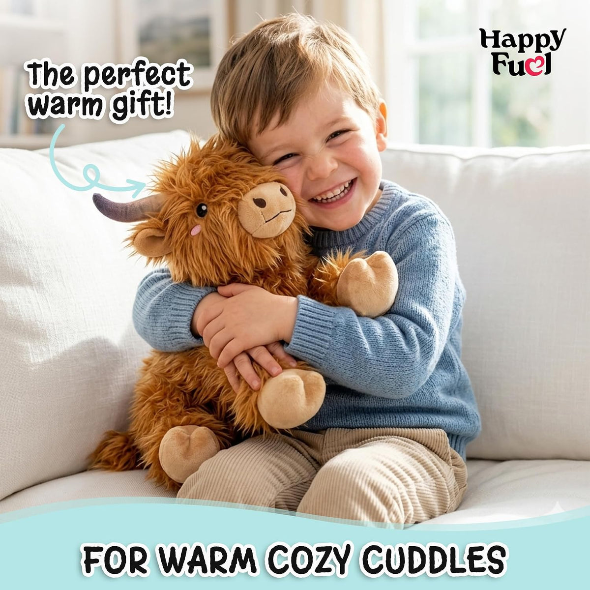 Bunny Microwavable & Weighted Stuffed Animals - 1.5 Lbs Unscented Heating Pad for Period Cramps Pain Relief and Anxiety, Cute Bunny Plush Toys Gifts for Women Girls Adults and Kids by Happy Fuel
